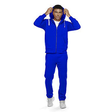 Load image into Gallery viewer, R RAMBLER 1985 Mens Tracksuit 2 pieces thick fleece Hoodie Sweatsuit set,full zip fashion solid color jogger suit running sports outwear(sky blue,L)
