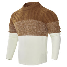 Charger l&#39;image dans la galerie, Men&#39;s Casual Color Block Long Sleeve Cable Knit Pullover Sweater
