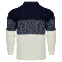 Load image into Gallery viewer, Men&#39;s Casual Color Block Long Sleeve Cable Knit Pullover Sweater
