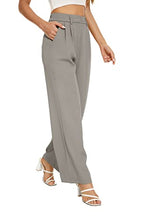 Charger l&#39;image dans la galerie, FUNYYZO Women Wide Leg Pants High Elastic Waisted in The Back Business Work Trousers Long Straight Suit Pants
