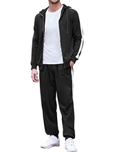 Load image into Gallery viewer, COOFANDY Mens 2 Piece Athletic Tracksuit Set Casual Full-Zip Sweatsuits Color Block Hoodie Jogging Suits, Black, Medium
