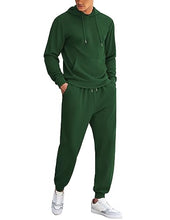 Load image into Gallery viewer, COOFANDY Men&#39;s Jogging Tracksuit 2 Piece Athletic Outfit Hoodie Sports Sweatsuit Pullover Suit Sets Army Green Large
