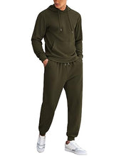 Load image into Gallery viewer, COOFANDY Men&#39;s Jogging Tracksuit 2 Piece Athletic Outfit Hoodie Sports Sweatsuit Pullover Suit Sets Army Green Large
