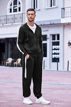 Load image into Gallery viewer, COOFANDY Mens 2 Piece Athletic Tracksuit Set Casual Full-Zip Sweatsuits Color Block Hoodie Jogging Suits, Black, Medium
