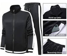 Charger l&#39;image dans la galerie, GXAMOY Men&#39;s Athletic 2 Pieces Tracksuit Casual Full Zip Jogging Sweat Suit Workout Sports Set Sportswear Black(TZ001) S
