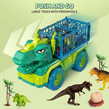 Charger l&#39;image dans la galerie, TEMI Dinosaur Toys for Toddlers Kids 3-5, Triceratops Transport Car Carrier Truck with 8 Dino Figures, Play Mat, Dino Eggs and Trees, Capture Jurassic Dinosaurs Play Set for Boys and Girls
