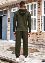 Charger l&#39;image dans la galerie, COOFANDY Men&#39;s Jogging Tracksuit 2 Piece Athletic Outfit Hoodie Sports Sweatsuit Pullover Suit Sets Army Green Large
