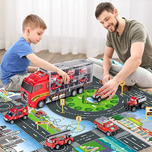 Charger l&#39;image dans la galerie, TEMI Toddler Toys for 3 4 5 6 Years Old Boys, Die-cast Construction Car Carrier Vehicle Toy Set w/Play Mat, Truck Alloy Metal Age 3-9 Toddlers Kids Boys &amp; Girls
