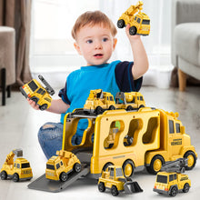 Charger l&#39;image dans la galerie, TEMI Construction Toddler Truck Toys for 3 4 5 6 Year Old Boys - 5-in-1 Friction Power Vehicle Car Toy for Toddlers 1-3, Carrier Toys for Kids 3-5, Christmas Birthday Gifts for Girls Age 3-9
