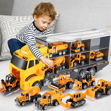Load image into Gallery viewer, TEMI Toddler Toys for 3 4 5 6 Years Old Boys, Die-cast Construction Car Carrier Vehicle Toy Set w/Play Mat, Truck Alloy Metal Age 3-9 Toddlers Kids Boys &amp; Girls

