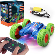 Charger l&#39;image dans la galerie, Force1 Tornado LED Remote Control Car for Kids - Double Sided Fast RC Car, 4WD Off-Road Stunt Car with 360 Flips, All Terrain Tires, LEDs, Rechargeable Toy Car Batteries, and Easy Remote

