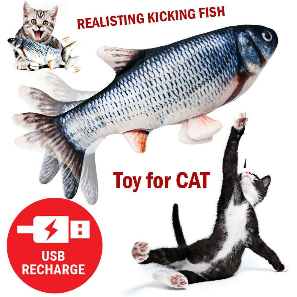 Electric Fish Cat Toy Realistic Interactive Kicker Jumping Dancing Kitten Toys - Curtis & Ivory
