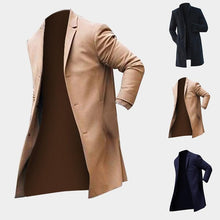 Cargar imagen en el visor de la galería, Fashion Winter Men&#39;s Trench Long Jackets Coats Overcoat Classic Jackets Solid Slim Fit Outwear Hombre Men Clothes Khaki Black - Curtis &amp; Ivory
