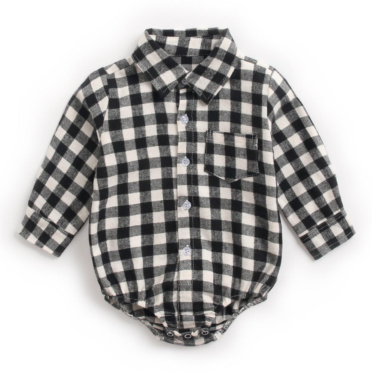 Infant Clothing Autumn and Winter Plaid Baby Boy Romper - Curtis & Ivory