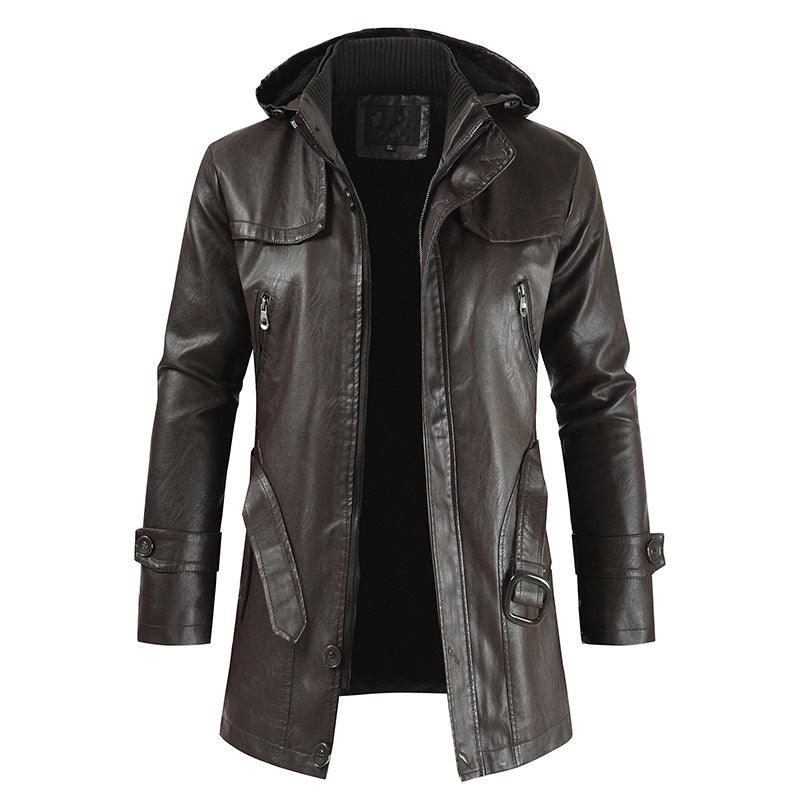 Leather jacket hooded slim coat - Curtis & Ivory