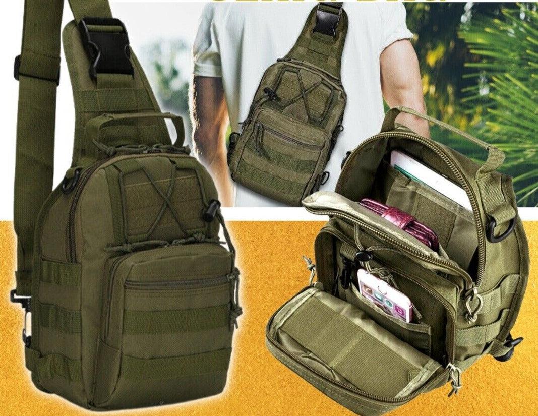 Men Backpack Tactical Sling Chest Pack Shoulder Bag Outdoor Hiking Travel - Curtis & Ivory
