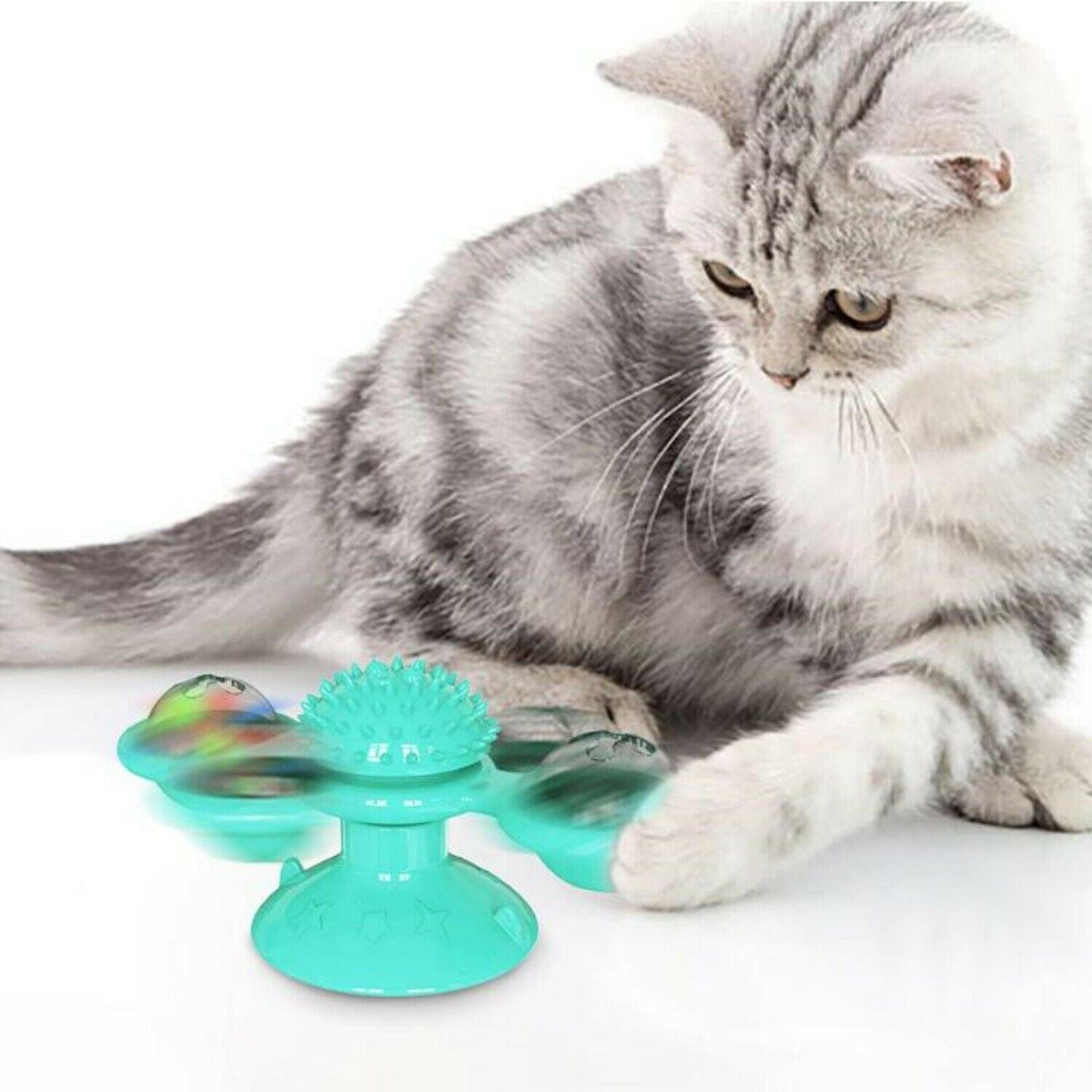New Windmill Cat Toys Fidget Spinner for Kitten with LED and Catnip Ball - Curtis & Ivory