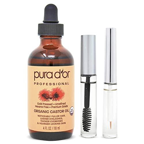 PURA D'OR Organic Castor Oil Thicker Lashes & Brows, Moisturizes & Cleanses Skin - Curtis & Ivory
