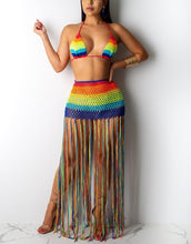 Load image into Gallery viewer, Rainbow Crochet Tassel 2 Piece Set - Curtis &amp; Ivory
