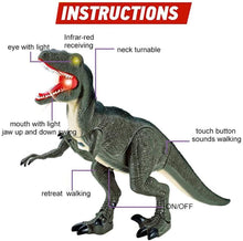 Charger l&#39;image dans la galerie, Remote Control R C Walking Dinosaur Toy With Shaking Head,Light Up Eyes &amp; Sounds ,Velociraptor,Gift For Kids Amazon Platform Banned - Curtis &amp; Ivory

