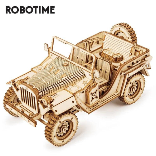Robotime ROKR Army Jeep Car 3D Wooden Puzzle Model Toys Building Kits for Children Kids Birthday Christmas Gifts MC701 Dropship - Curtis & Ivory