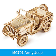 Cargar imagen en el visor de la galería, Robotime ROKR Army Jeep Car 3D Wooden Puzzle Model Toys Building Kits for Children Kids Birthday Christmas Gifts MC701 Dropship - Curtis &amp; Ivory
