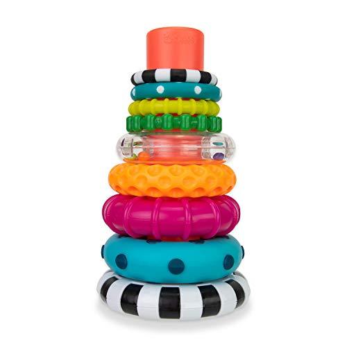 Sassy Stacks of Circles Stacking Ring STEM Learning Toy, Age 6+ Months, Multi, 9 Piece Set - Curtis & Ivory