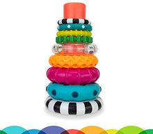 Charger l&#39;image dans la galerie, Sassy Stacks of Circles Stacking Ring STEM Learning Toy, Age 6+ Months, Multi, 9 Piece Set - Curtis &amp; Ivory

