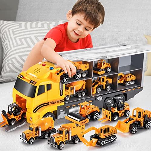 Toddler Toys for 3 4 5 6 Years Old Boys, Die-cast Construction Toys Car Vehicle Toy Set w/ Play Mat, Kids Toys Truck - Curtis & Ivory