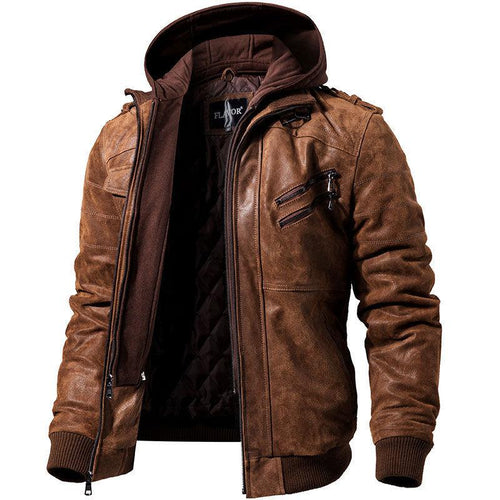 Winter Fashion Motorcycle Leather Jacket Men Slim Fit Oblique Zipper PU Jackets Autumn Mens Leather Biker Coats Warm Streetwear - Curtis & Ivory