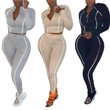 Load image into Gallery viewer, Women 2 Piece Activewear Set Long Sleeve Zip Top Leggings - Curtis &amp; Ivory
