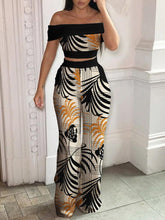 Load image into Gallery viewer, Women&#39;s Tropical Print Off-Shoulder Top And High Waist Pant Set - Curtis &amp; Ivory
